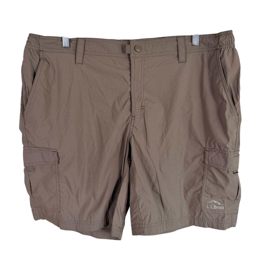 LL Bean Topicwear Cargo Shorts Mens XL Brown Nylon Stretch Hiking Outdoor 512822